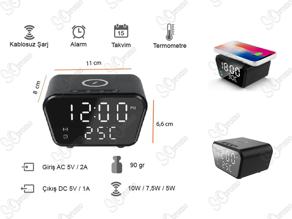 KABLOSUZ SARJ CİHAZI (MASAÜSTÜ SAAT-ALARM)